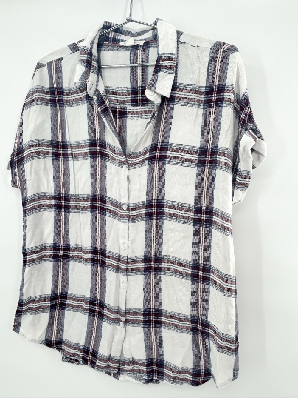 Beachlunchlounge Plaid Butter Soft Short Sleeve Button Down Medium